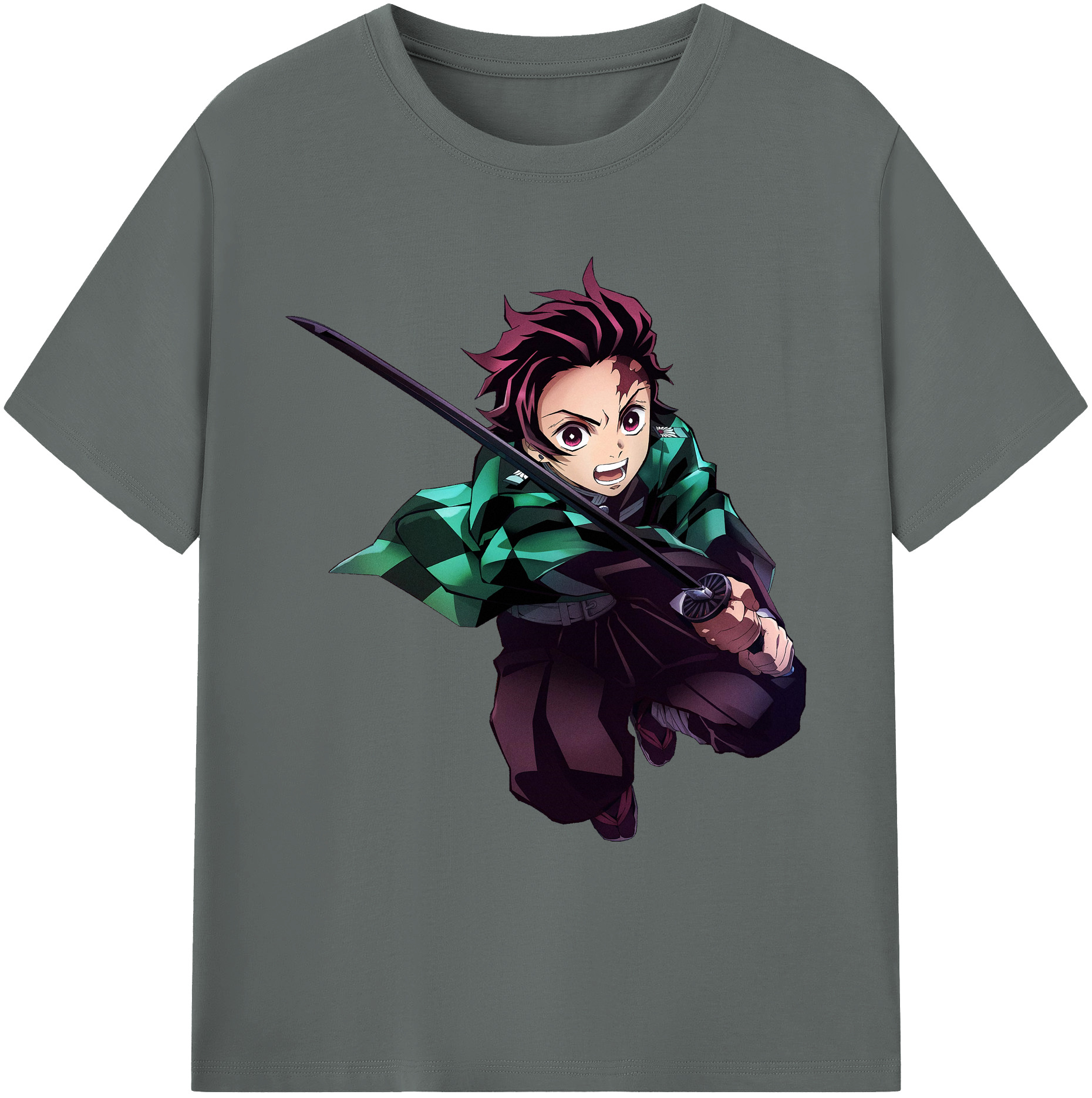 （画像用） 鬼滅の刃 竈門 炭治郎／かまど たんじろう Kamado Tanjirou 綿100％ メンズ半袖Tシャツ｜肌触りやわらか＆通気性